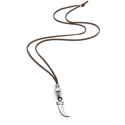 Simple Velvet Cord Design Women Ethnic Style Pendant Necklace