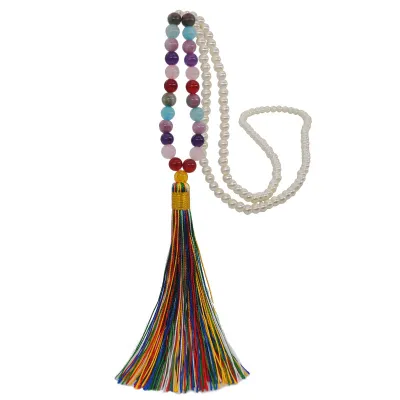 18 Colors Women's Natural Stone Pearl Decor Strand Necklace