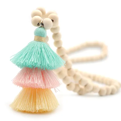Boho Three-layer Tassel Decor Strand Necklace for Women