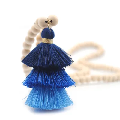 Boho Three-layer Tassel Decor Strand Necklace for Women