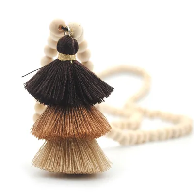 Boho Three-layer Tassel Decor Strand Necklace for Women