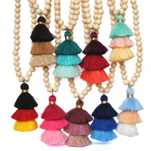 Boho Three-layer Tassel Decor Strand Necklace for Women