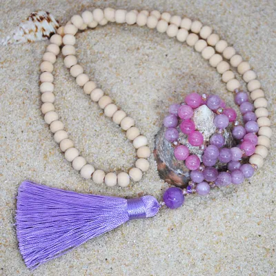 Handmade Beaded Geometric Women Tassel Necklace with Stone Crystal