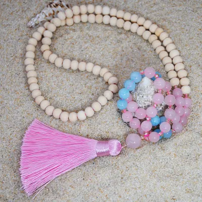 Handmade Beaded Geometric Women Tassel Necklace with Stone Crystal