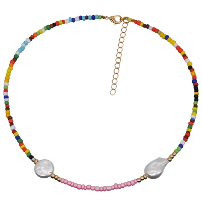 Handmade Beaded Women Alloy Choker Necklace
