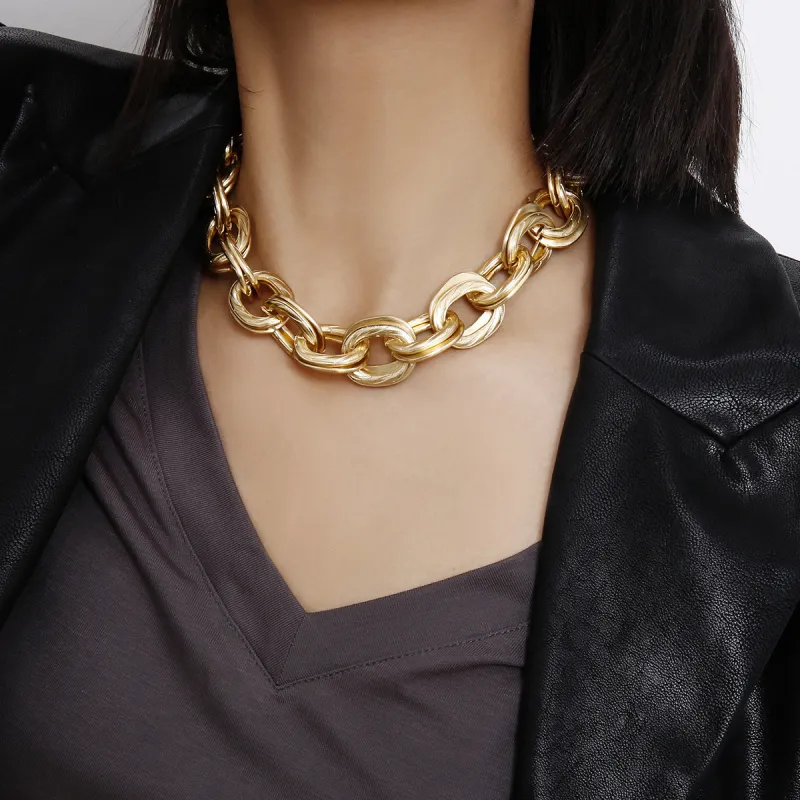Vintage Metal Cross Chain Choker Necklace Geometric Women's Simple