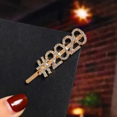Trendy Rhinestone Decor Dollar Numbers Women Hair Clip
