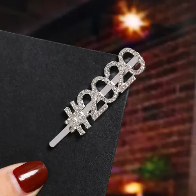 Trendy Rhinestone Decor Dollar Numbers Women Hair Clip