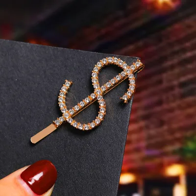 Trendy Rhinestone Decor Dollar Numbers Women Hair Clip