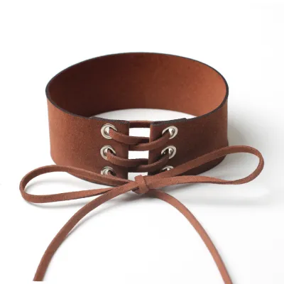 Unique Lace-up Design Women Choker Necklace Korean Cashmere