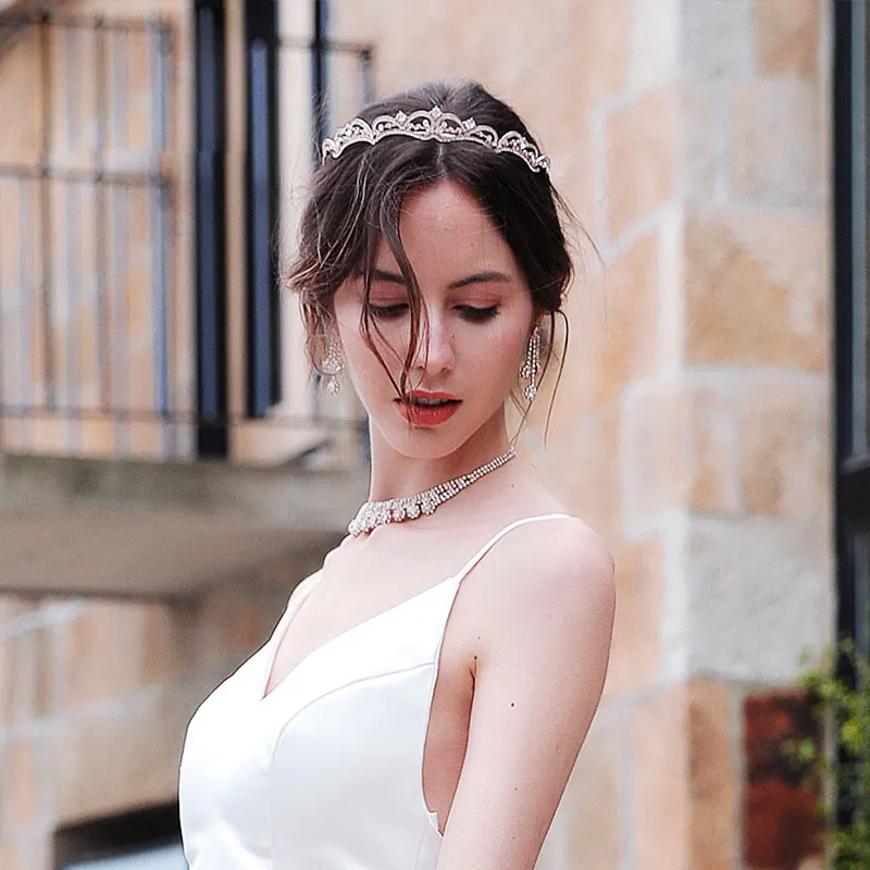 Women Simple Elegant Sleeveless V Neck Floor Length Satin Wedding Dress