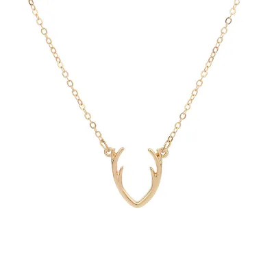 Fashion Simple Antlers Decor Women Alloy Pendant Necklace