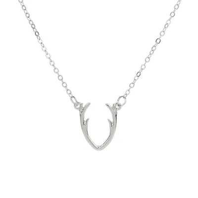 Fashion Simple Antlers Decor Women Alloy Pendant Necklace