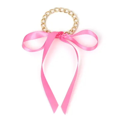 Creative Metal Chain Ribbon Decor Women Choker Necklace