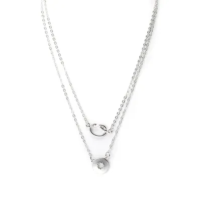 Fashion Hollow Hexagram Pendant Double-layer Necklace