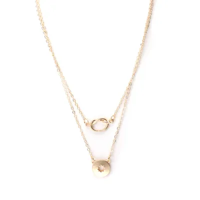 Fashion Hollow Hexagram Pendant Double-layer Necklace