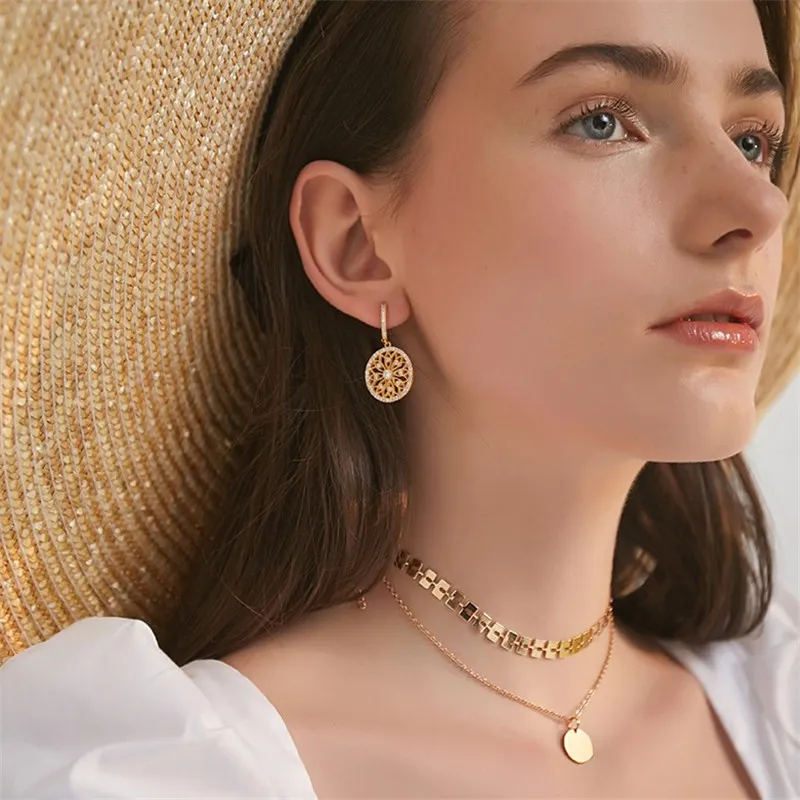 Trendy Geometric Chain Sequin Decor Women Double-layer Necklace