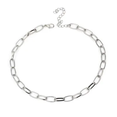 Simple Metal Cross Geometric Water Wave Chain Women Choker Necklace