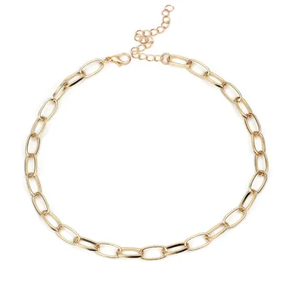 Simple Metal Cross Geometric Water Wave Chain Women Choker Necklace