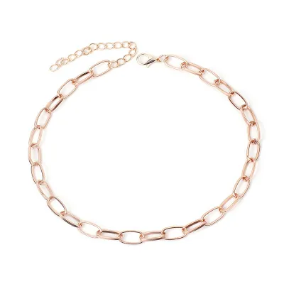 Simple Metal Cross Geometric Water Wave Chain Women Choker Necklace