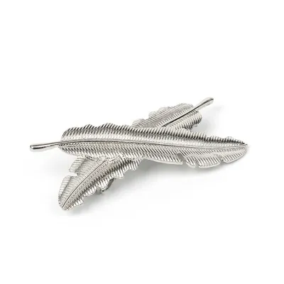 Trendy Cross Leaves Pattern Women Hair Clip Alloy