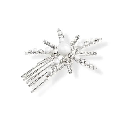 Fashion Rhinestone Pearl Flower Hair Comb for Wedding Party