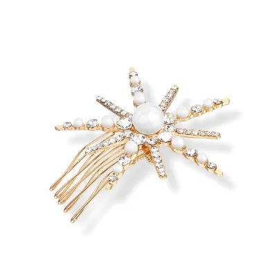 Fashion Rhinestone Pearl Flower Hair Comb for Wedding Party
