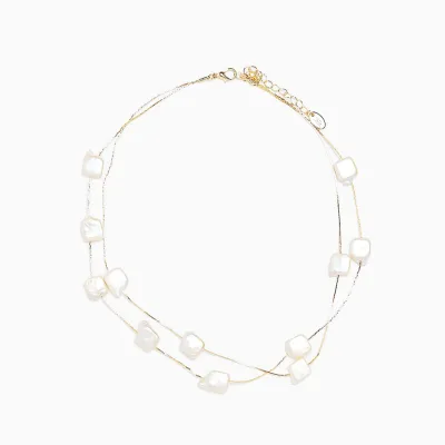 Creative Geometric Pearl Decor Women Choker Box Chain Necklace