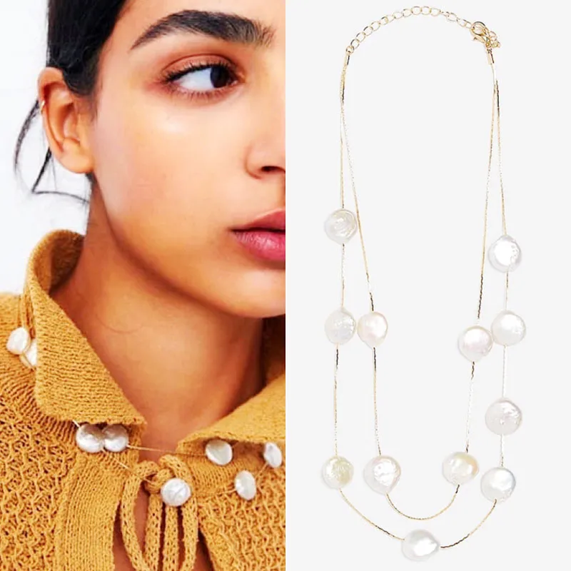 Creative Geometric Pearl Decor Women Choker Box Chain Necklace