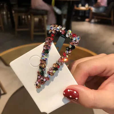 Shiny Rhinestone Women Triangle Shape Hair Clip