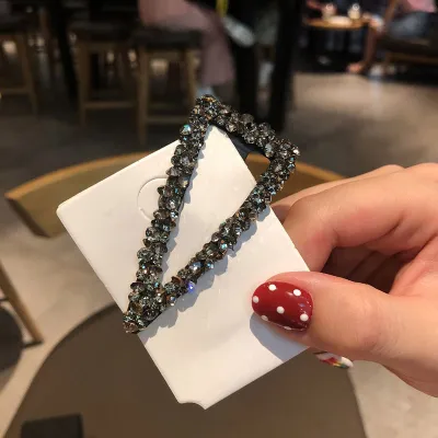 Shiny Rhinestone Women Triangle Shape Hair Clip