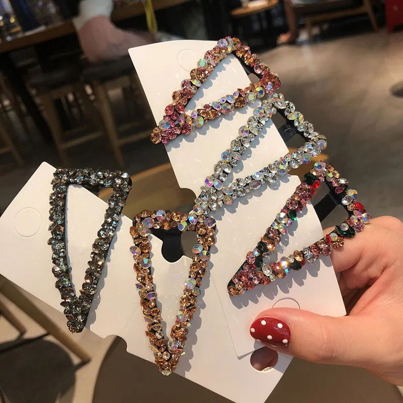 Shiny Rhinestone Women Triangle Shape Hair Clip