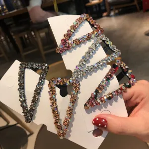Shiny Rhinestone Women Triangle Shape Hair Clip