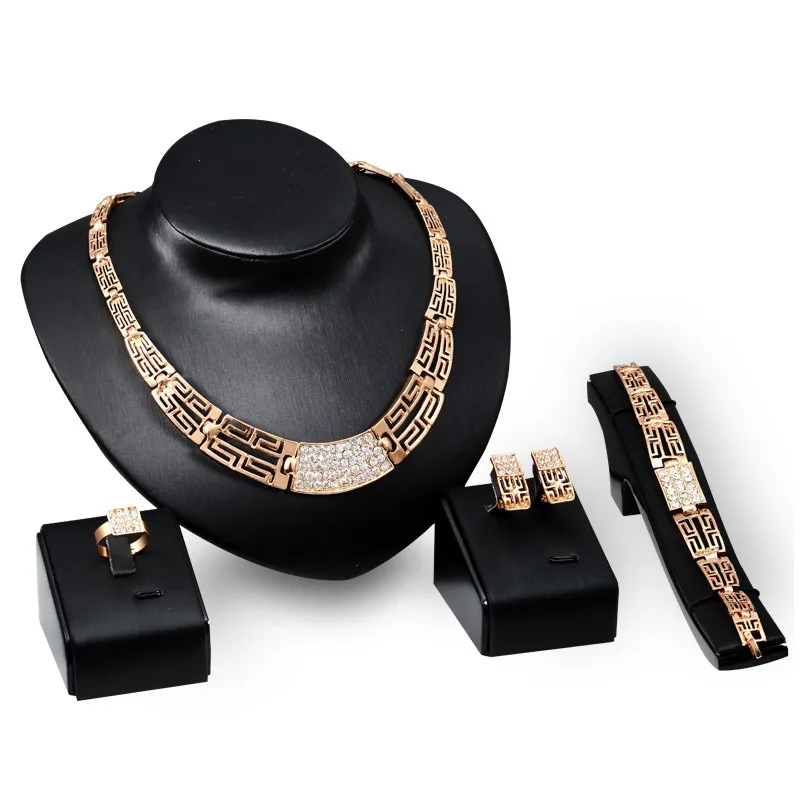 Simple Design Gold Plated Alloy Women's Wedding Costume Jewelry Set