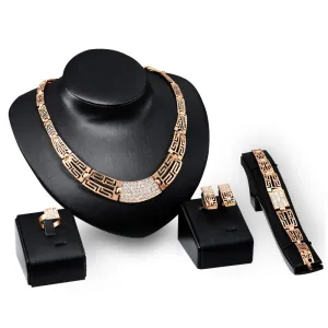 Simple Design Gold Plated Alloy Women's Wedding Costume Jewelry Set