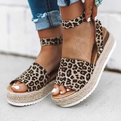 Size 45-11 Women Summer New Woven Outsole Peep-toe Flats Shoes