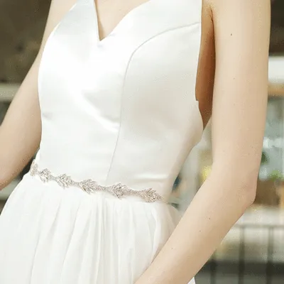 Women Rhinestone Applique Girdle Bridal Belt