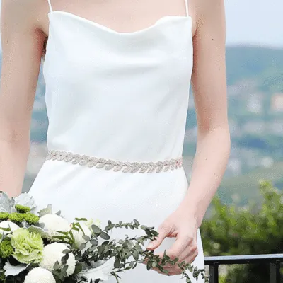 Women Leaves Wedding Rhinestone Girdle Bridal Belt Simple
