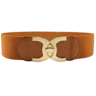 Women's Elastic Belt with Alloy Buckle Decoration - Wide Girdle Belt 60*6cm