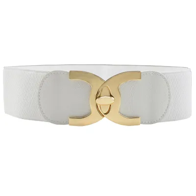 Women's Elastic Belt with Alloy Buckle Decoration - Wide Girdle Belt 60*6cm