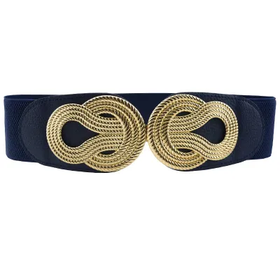 Women's Elastic Belt with Alloy Buckle Decoration - Wide Girdle Belt 60*6cm