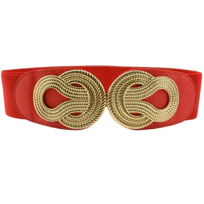 Women's Elastic Belt with Alloy Buckle Decoration - Wide Girdle Belt 60*6cm