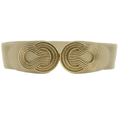 Women's Elastic Belt with Alloy Buckle Decoration - Wide Girdle Belt 60*6cm