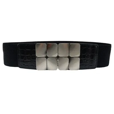 Women's Elastic Belt with Alloy Buckle Decoration - Wide Girdle Belt 60*6cm