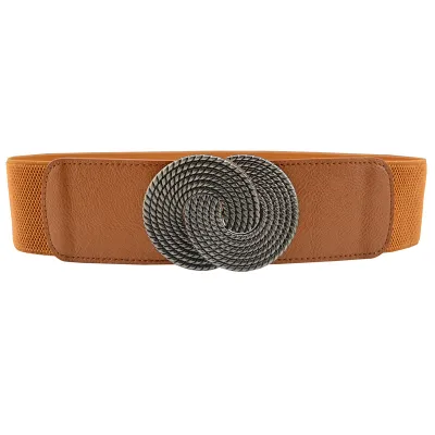 Women's Elastic Belt with Alloy Buckle Decoration - Wide Girdle Belt 60*6cm