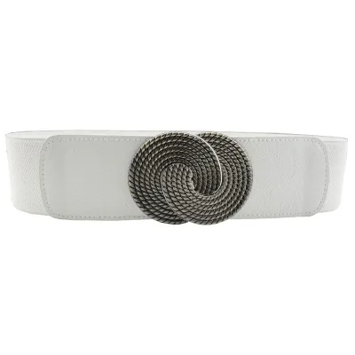 Women's Elastic Belt with Alloy Buckle Decoration - Wide Girdle Belt 60*6cm