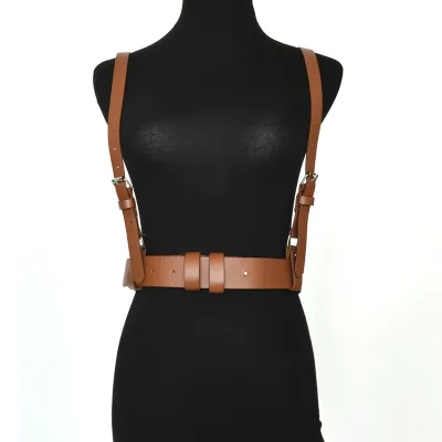 Women Fashion Suspenders Design PU Leather Square Buckle Wild Belt 65CM