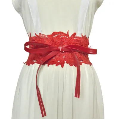 Women Elegant Lace-Up Wide Girdle Belt