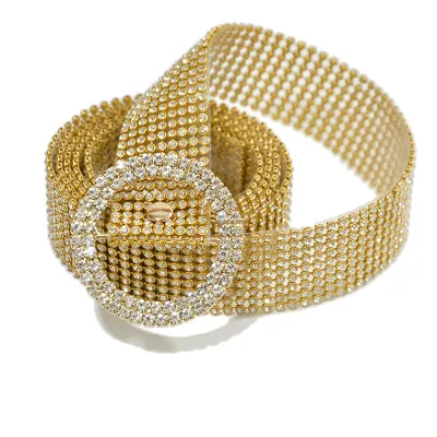 Women Shinny Full Rhinestone Girdle Belt