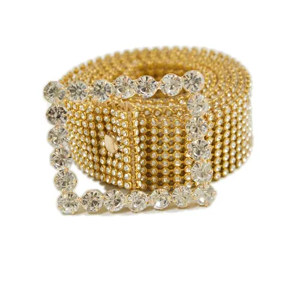 Women Shinny Full Rhinestone Girdle Belt